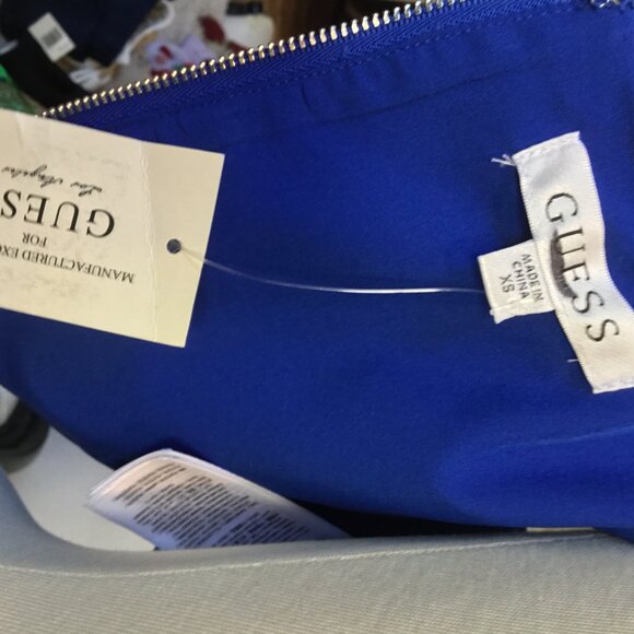 GUESS Corset Bustier Crop Top Wide Straps Square Neck Lined Zip Back Blue XS - Picture 8 of 8